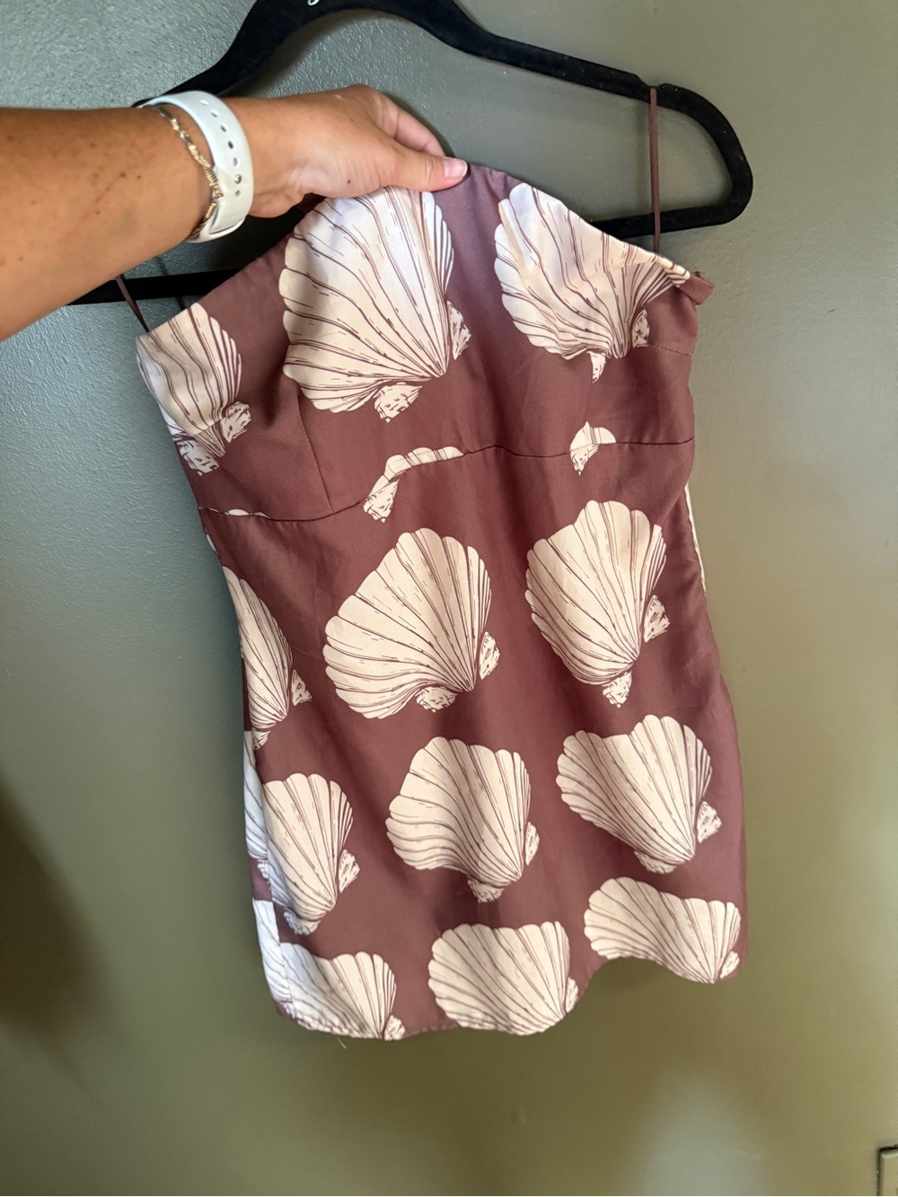 Strapless Shell-Print Mauve Dress